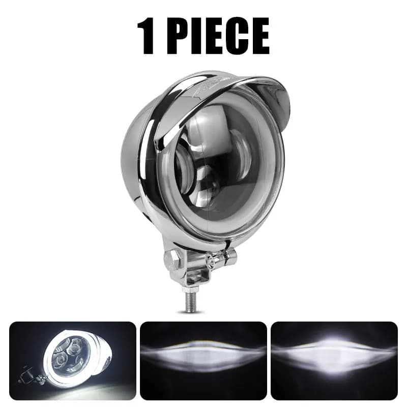 Feux auxiliaires chromés pour moto, 4.5 pouces, lampe Halo blanche, phare haut/bas, feu antibrouilla