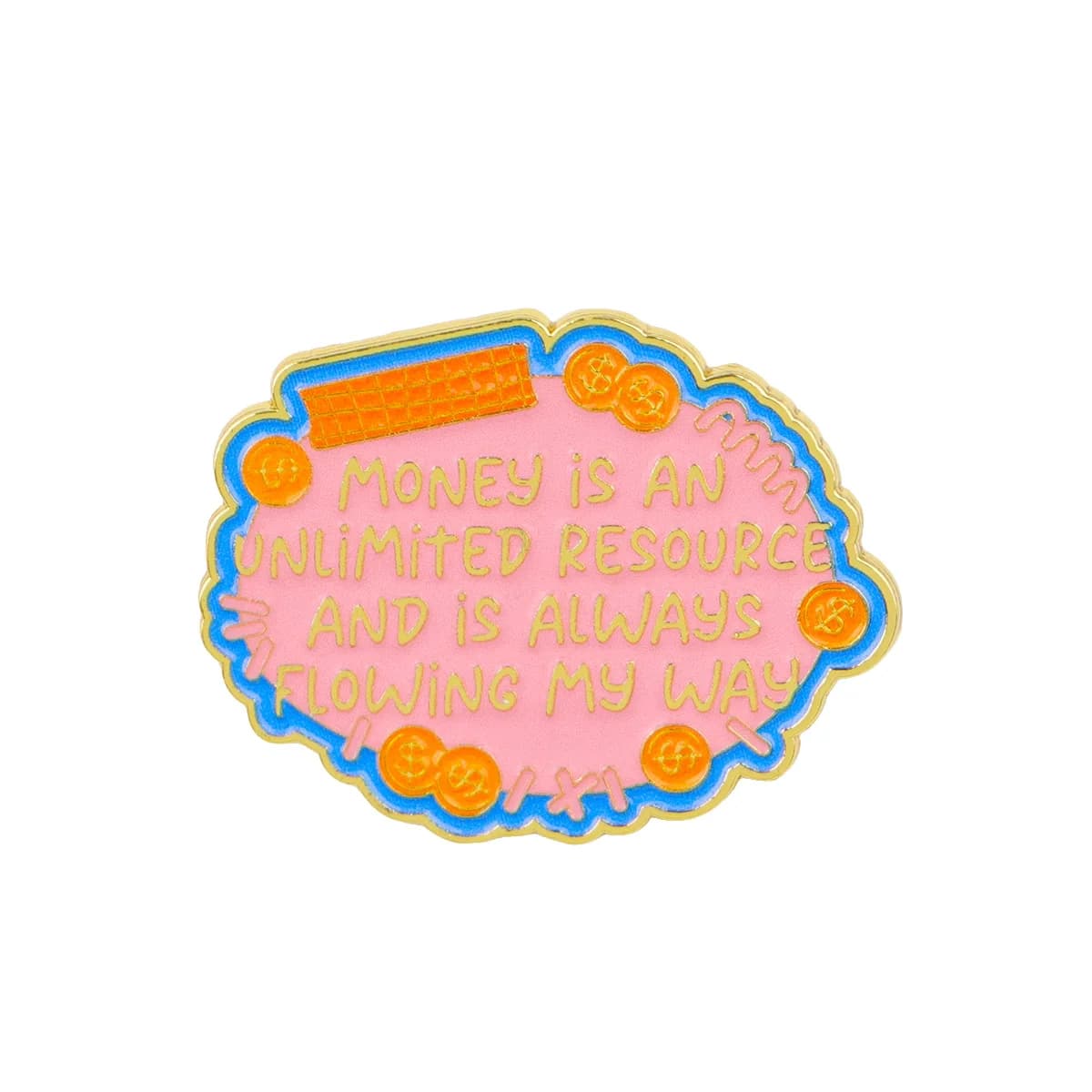 Épingles en émail avec citations sur l'argent et les ressources illimitées, broche Alien de dessin a