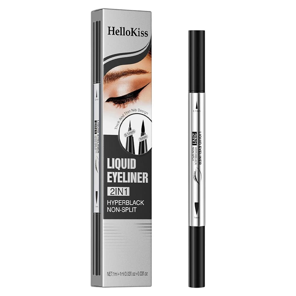 Crayon Eyeliner double embout ultra-fin, waterproof, anti-taches, naturel, pour le contour des yeux,