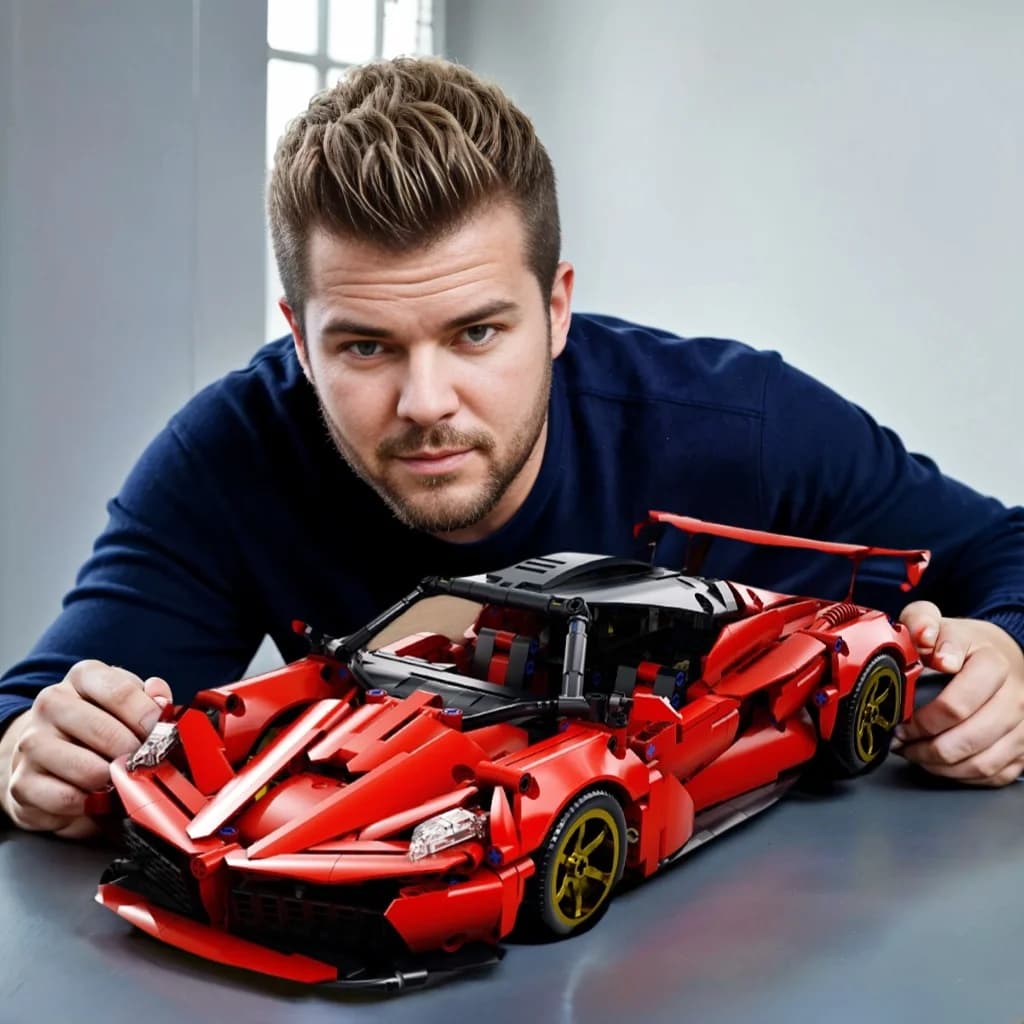 Kit de construction de voiture de sport rouge haut de gamme, un cadeau attentionné pour adultes et a