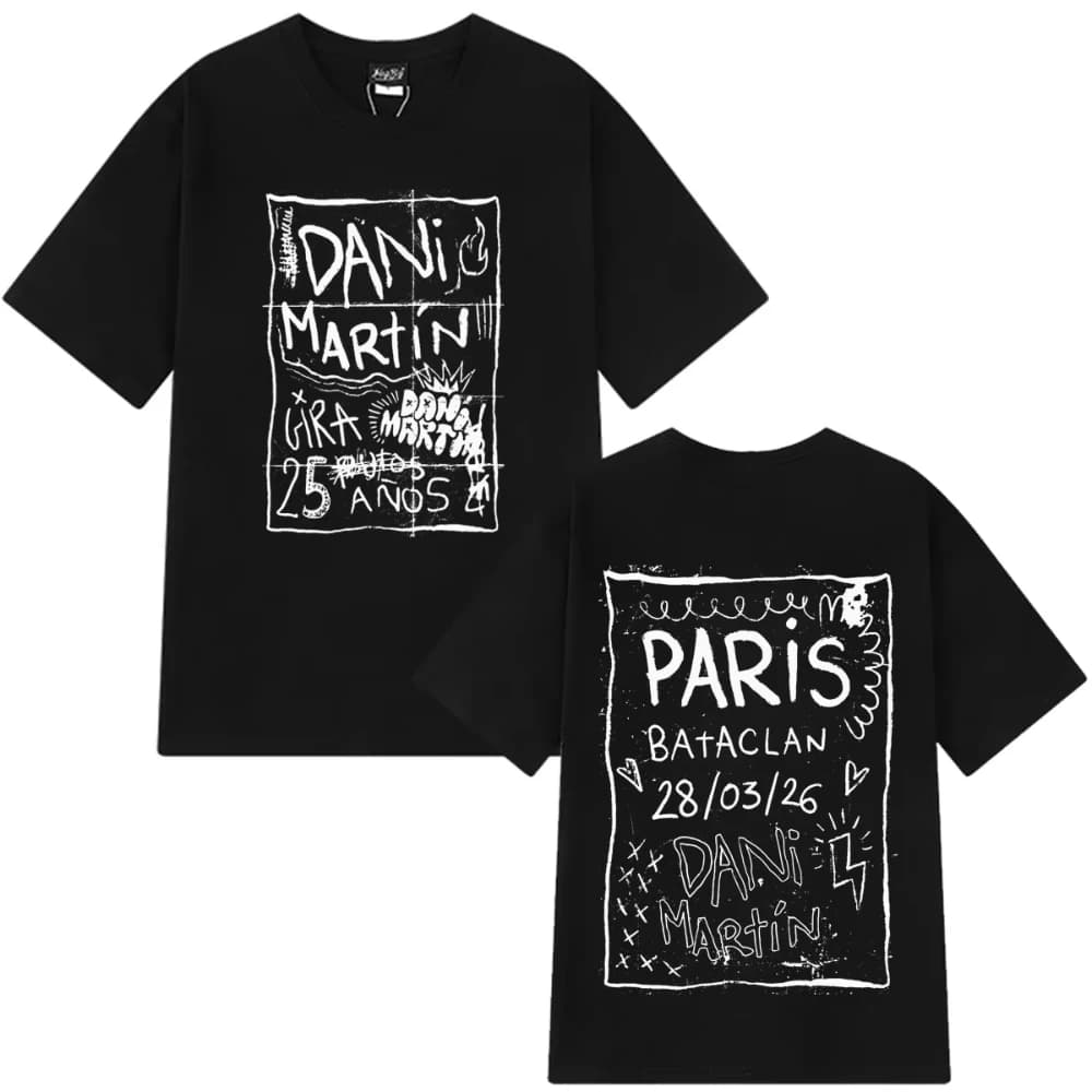 T-shirts graphiques Singer Dani Martín 2026 Tour pour hommes et femmes, style hip-hop, en coton, amp