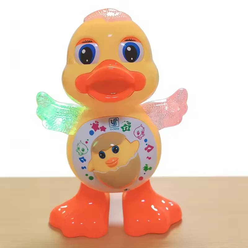 Jouet robot canard musical dansant, lumineux, qui marche, qui chante, avec lumières clignotantes col