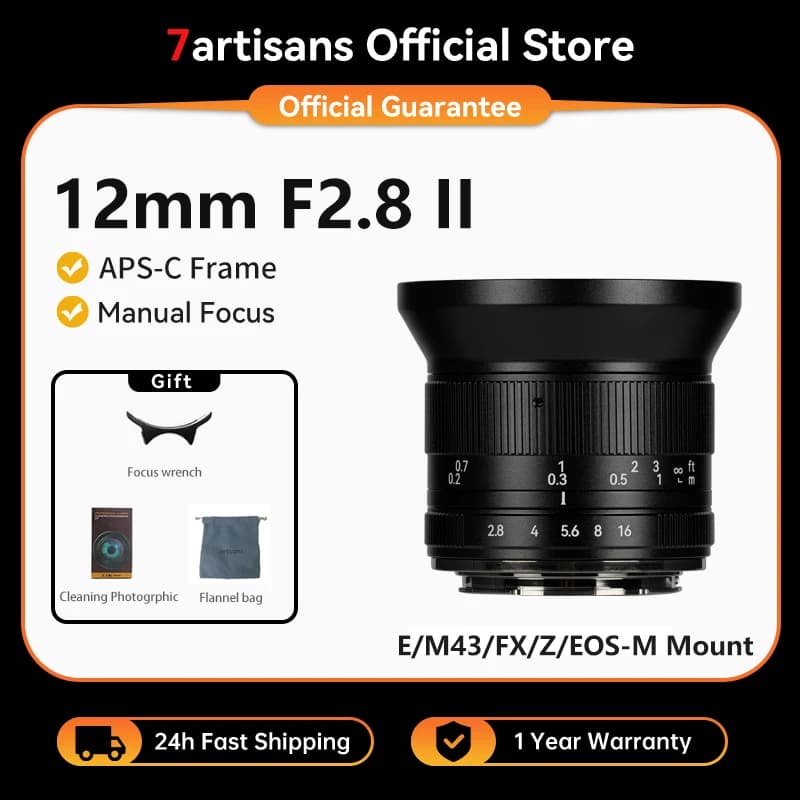 Objectif ultra grand angle manuel 7artisans 12mm F2.8 II APS-C pour monture Sony E Alpha 6700 ZV-E10