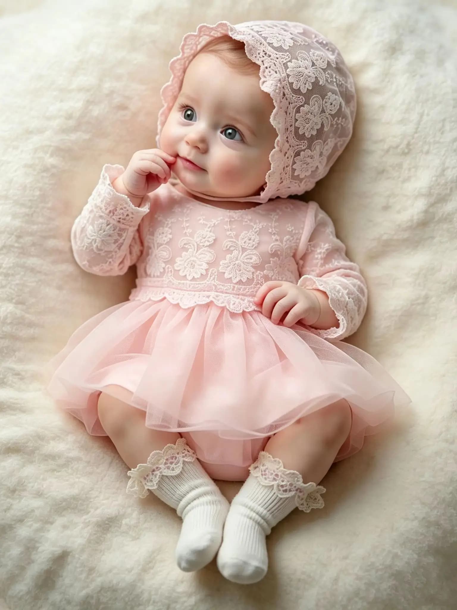 Tenue de princesse pour photographie de nouveau-né, robe en dentelle blanche et tulle pour bébé fill