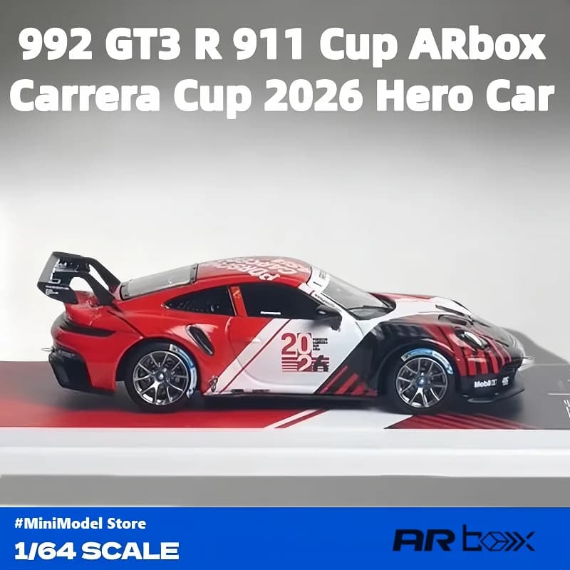 [Prévente] AR Box 1:64 992 GT3 R Asia Mandalika # 911 ARbox Carrera Cup 2026 Hero Car Modèle de voit