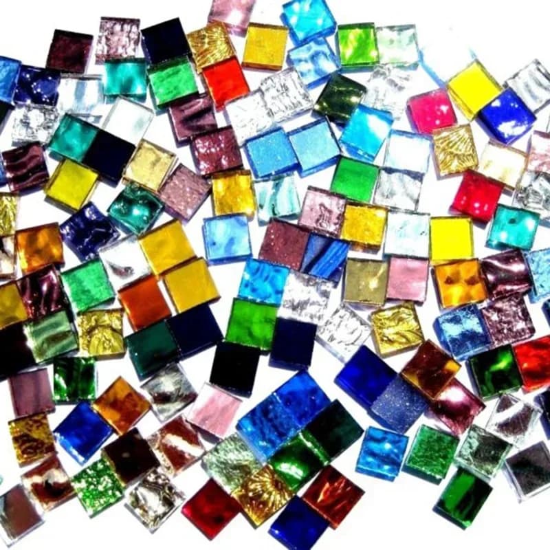 Mosaïque de verre carrée transparente multicolores 100g pour loisirs créatifs, fabrication de mosaïq