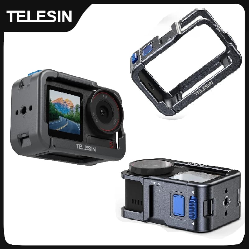 TELESIN – cadre de protection pour DJI OSMO Action 3 4 5Pro, coque en alliage d'aluminium à Double c