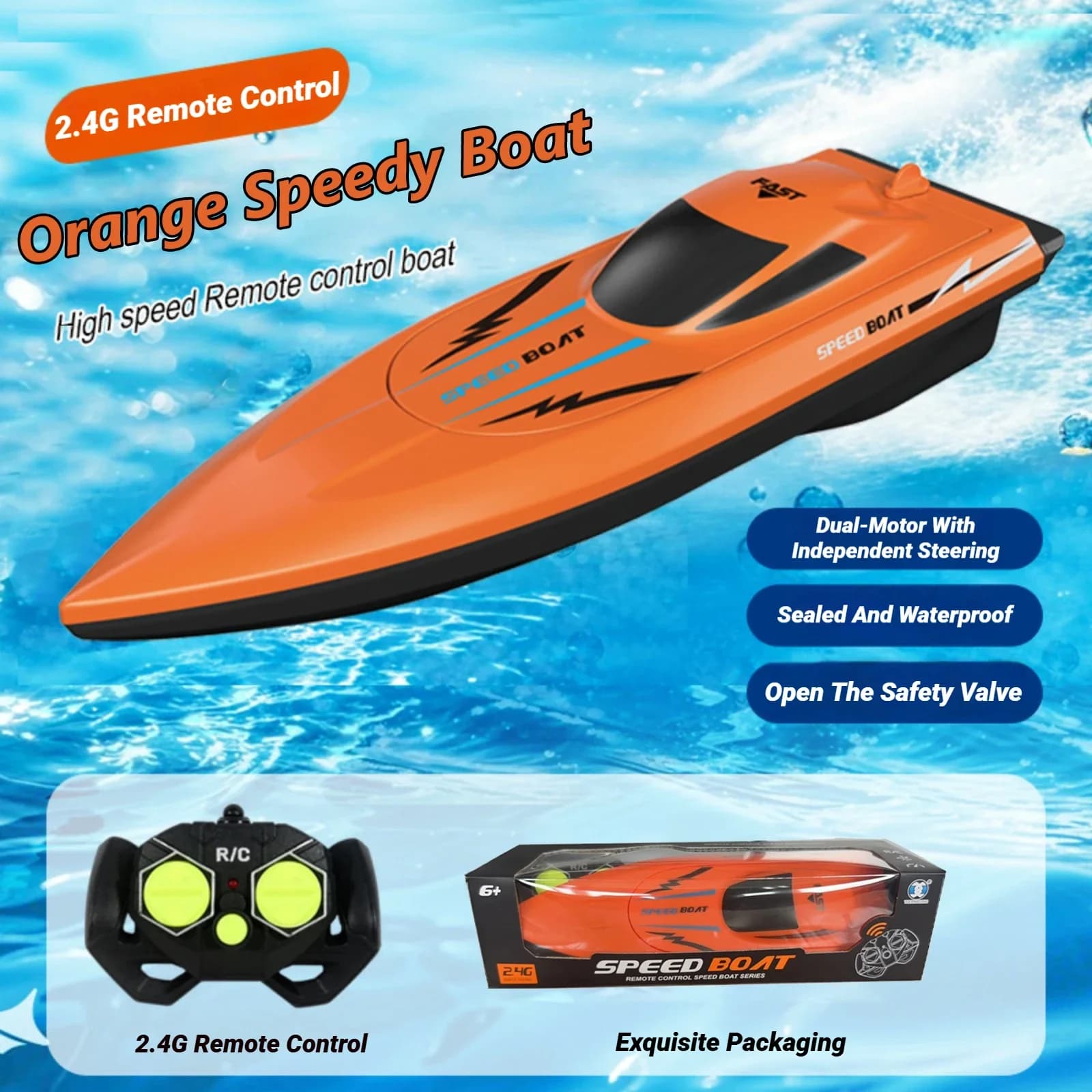 Bateau RC 2,4 GHz, vitesse maximale de 25 km/h, bateau de course télécommandé, bateau rapide RC étan