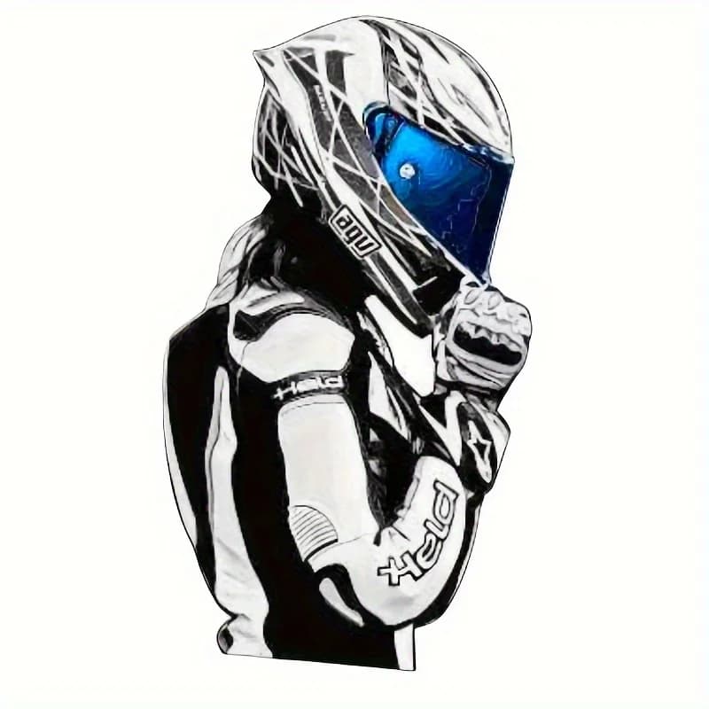 Autocollant en vinyle imperméable 2D plat, résistant aux rayures, pour casque de moto, pare-chocs de