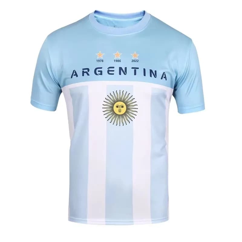 T-shirt imprimé en 3D avec drapeau des équipes de football argentinaises, 3 étoiles, soleil de mai, 