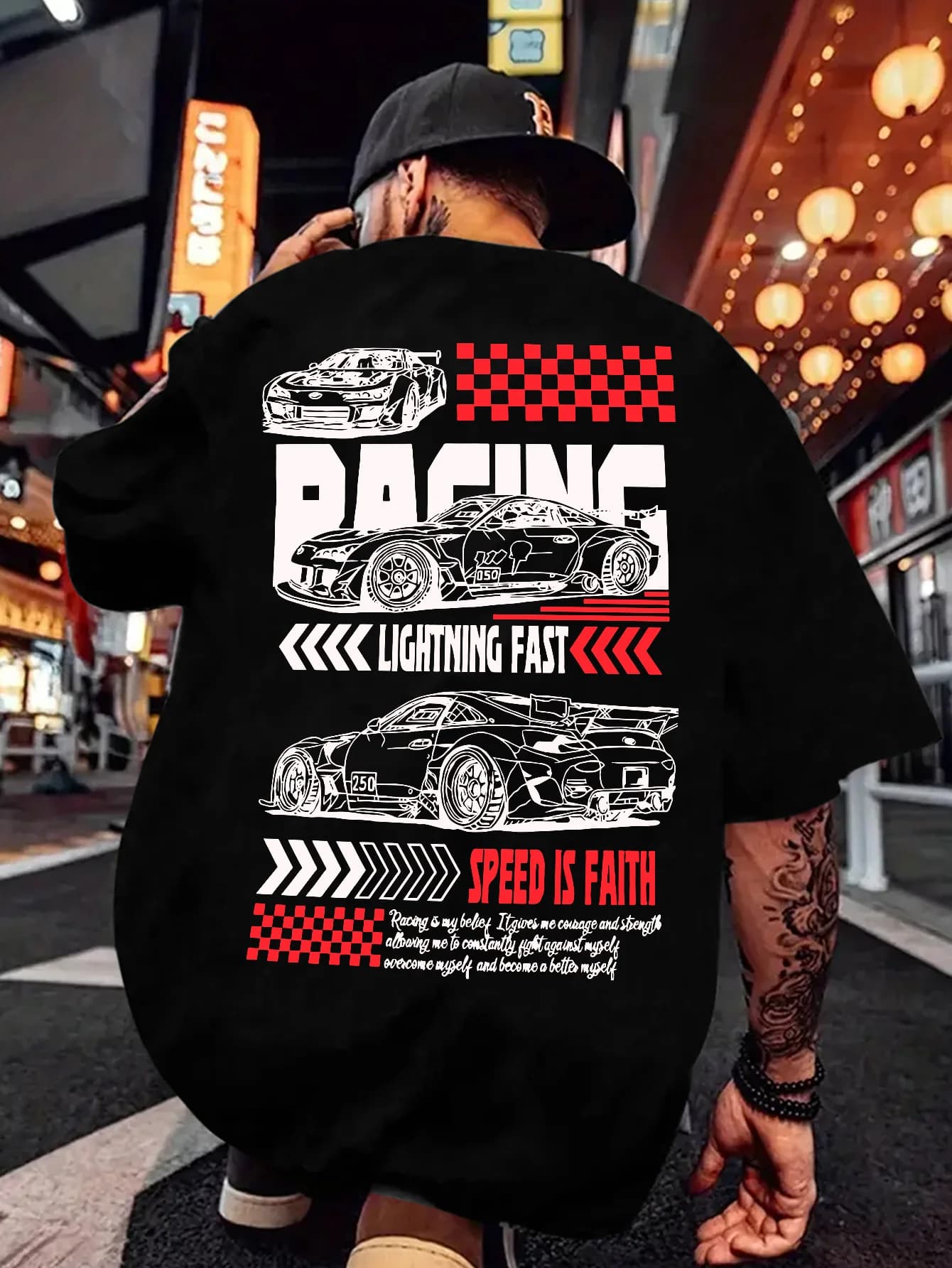 Été 2025 nouveau T-shirt pour hommes Hip-hop décontracté mode voiture de sport motif imprimé hommes
