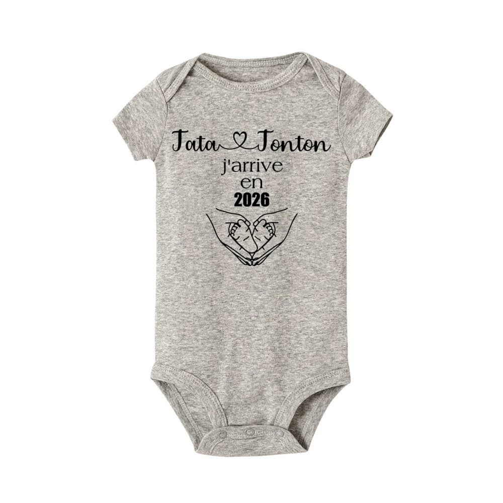 TATA TONTON J'ARRIVE EN 2026 nouveau-né barboteuse bébé annonce garçons filles grossesse révéler Rop