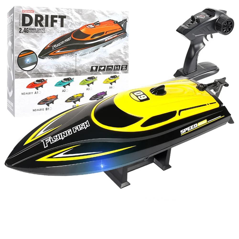 Hors-bord de course électrique à grande vitesse avec lumière LED, bateau RC étanche, 2.4G, 4CH, 25 k