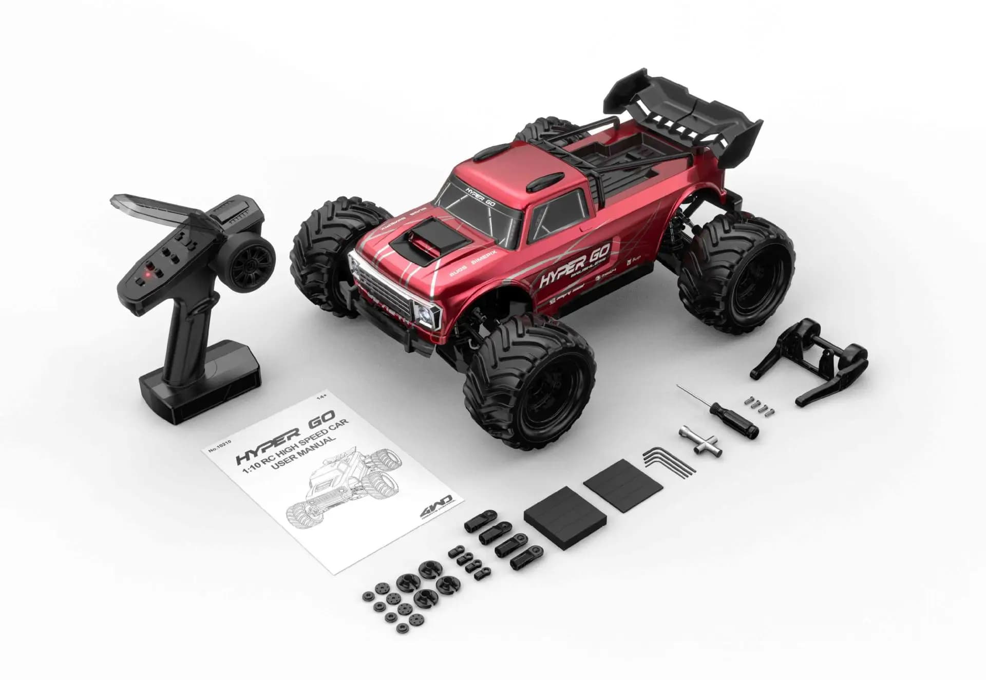 MJX HYPER GO 10210 1/10 RC 4WD Monster Truck tout-terrain à grande vitesse avec moteur brushless, 66