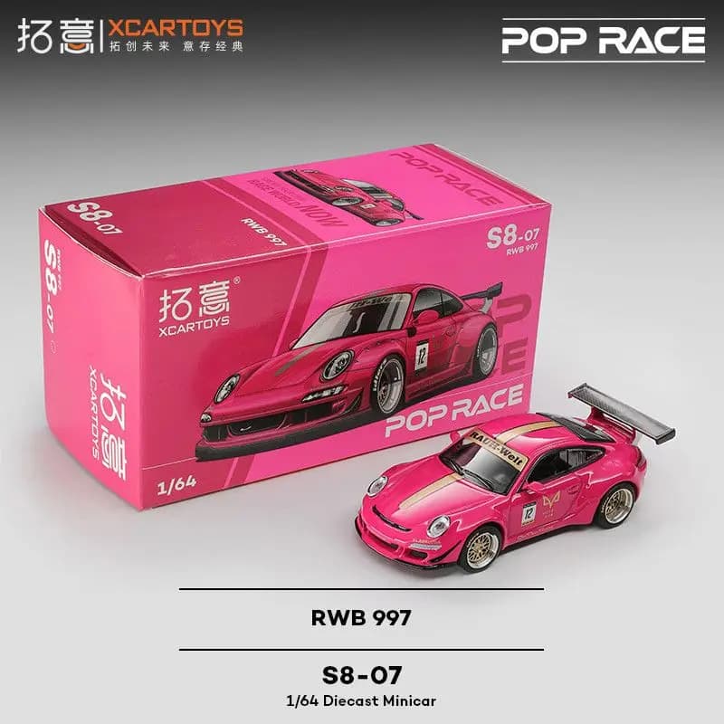 POPRACE Alliage 1/64 Simulation Porsche Coupé Collection Ornement Miniature RWB 997 Modèle de Course
