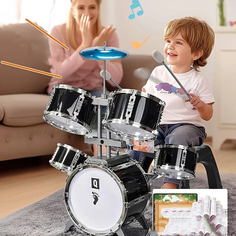 Teen Rock Drum Kit – Mini ensemble galvanisé pour débutant, parfait pour la pratique à domicile, exc