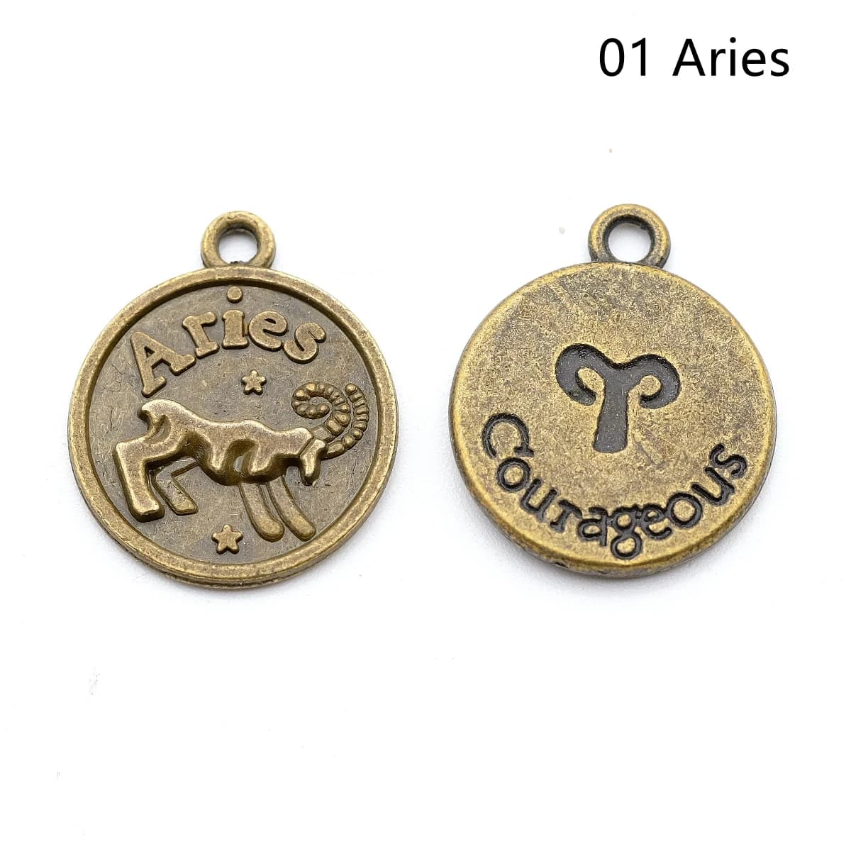 Pendentif signe du zodiaque en Bronze Vintage, breloque Constellation pour journal intime du voyageu