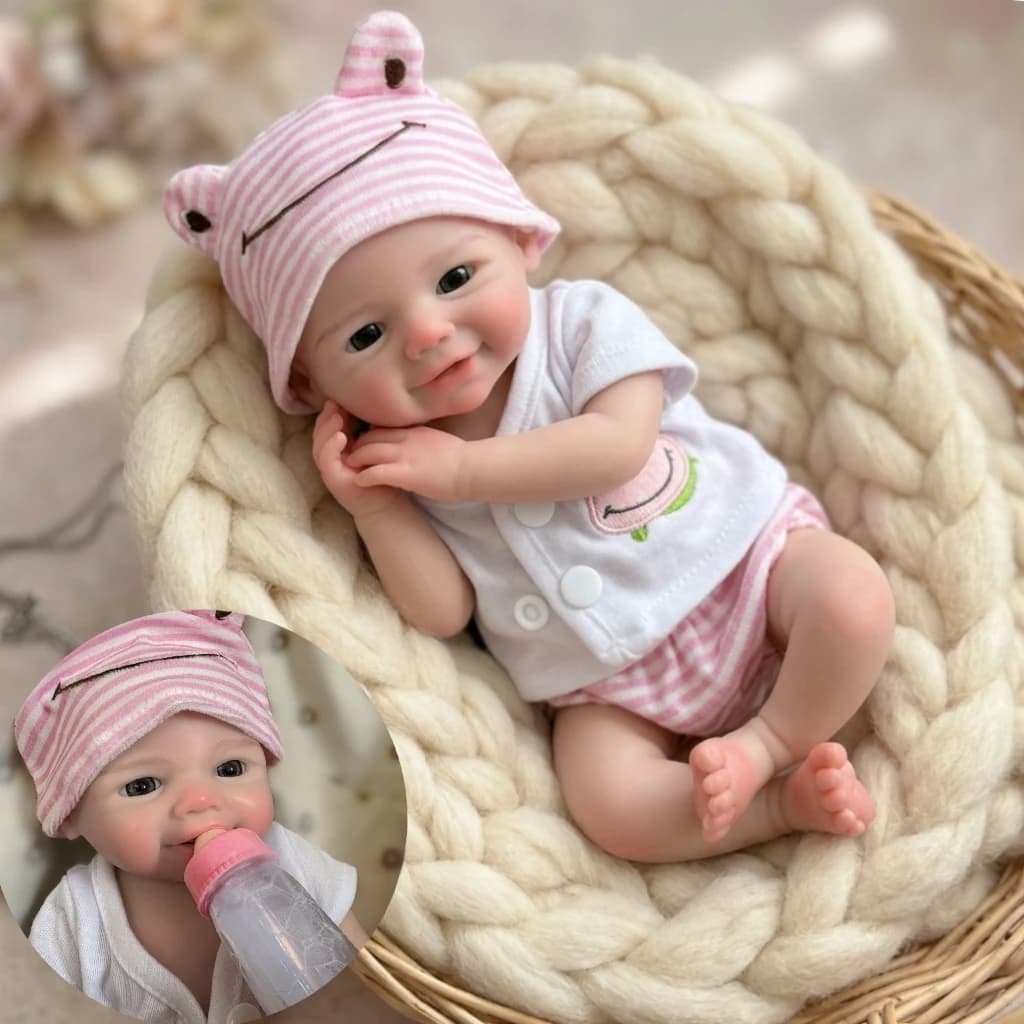 OtardDolls Poupée Reborn en Silicone Souple Pascale de 13 Pouces à Bouche Ouvrable - Poupée Fille No