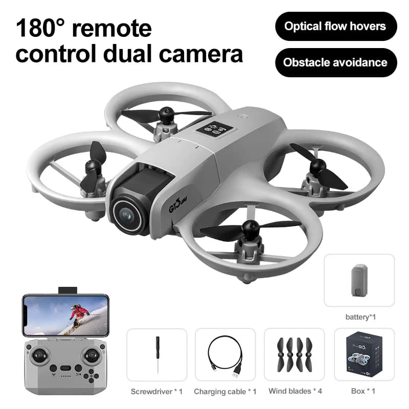 Mini drone GT3 MAX avec double caméra HD 8K, FPV, WiFi 5G, moteur brushless, évitement d'obstacles, 