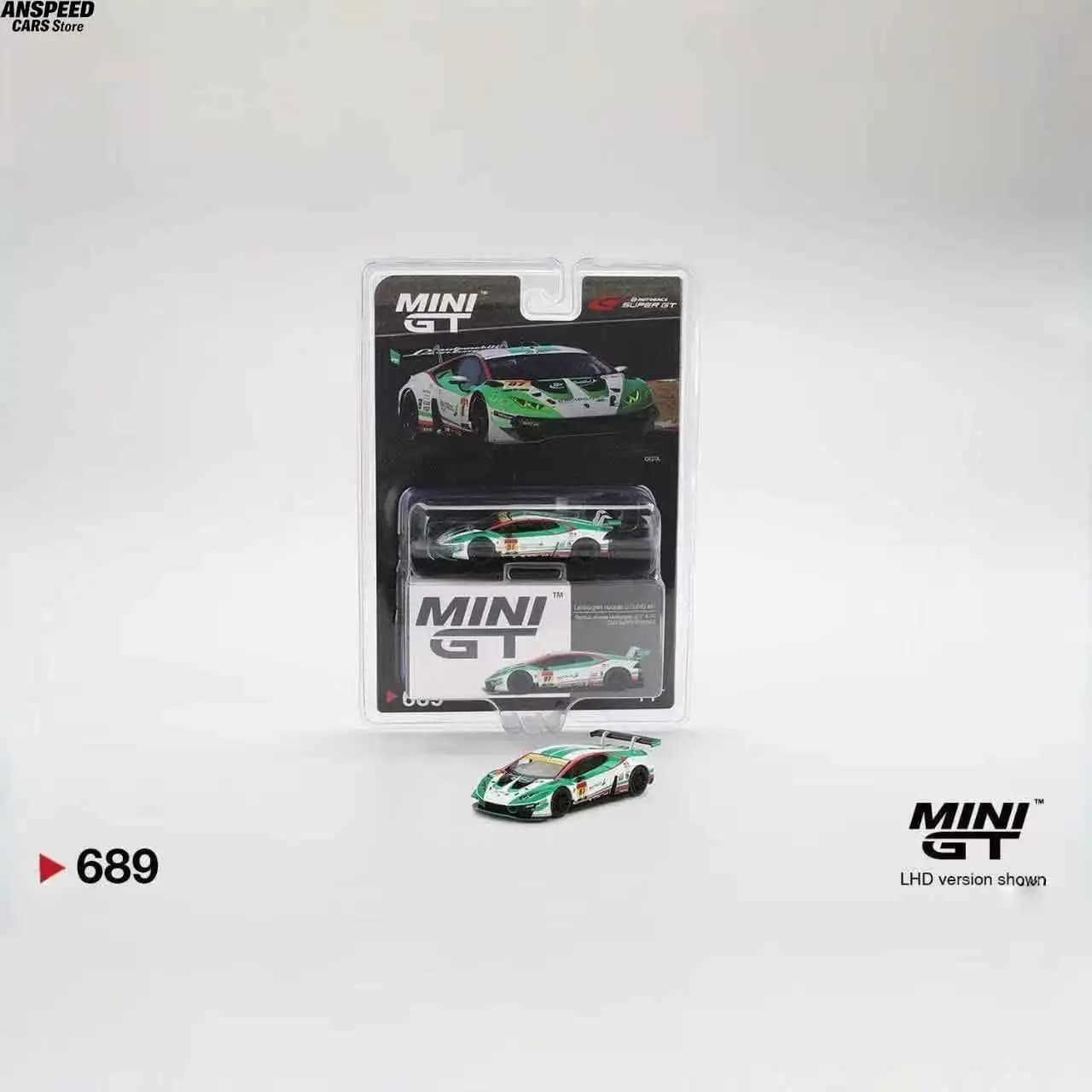 Modèle de voiture miniature MINIGT 1/64 Lamborghini Huracan GT3 # 689 Jouet de collection de course 