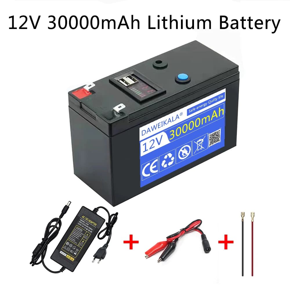 Batterie au lithium aste pour véhicule électrique à énergie solaire, lumières LED, chargeur, 12V, 30
