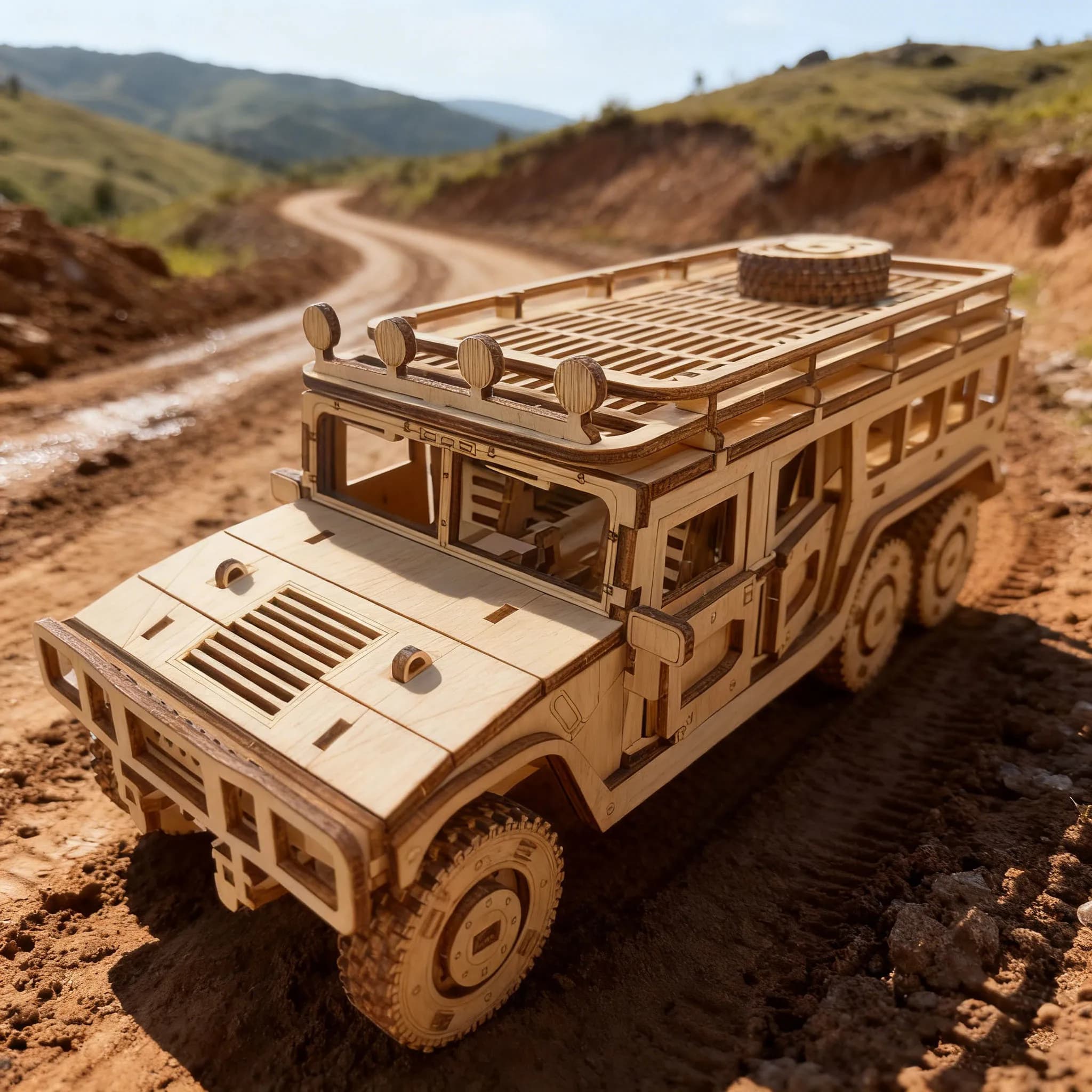 Modèle de véhicule tout-terrain Hummer en bois, Puzzle, bricolage, assemblage de véhicule tout-terra