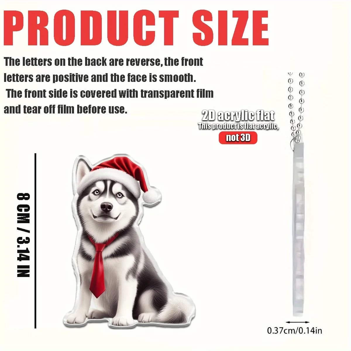 Ornement suspendu de chien Husky de noël, pendentif en acrylique 2D, accessoires de réglage, cadeaux