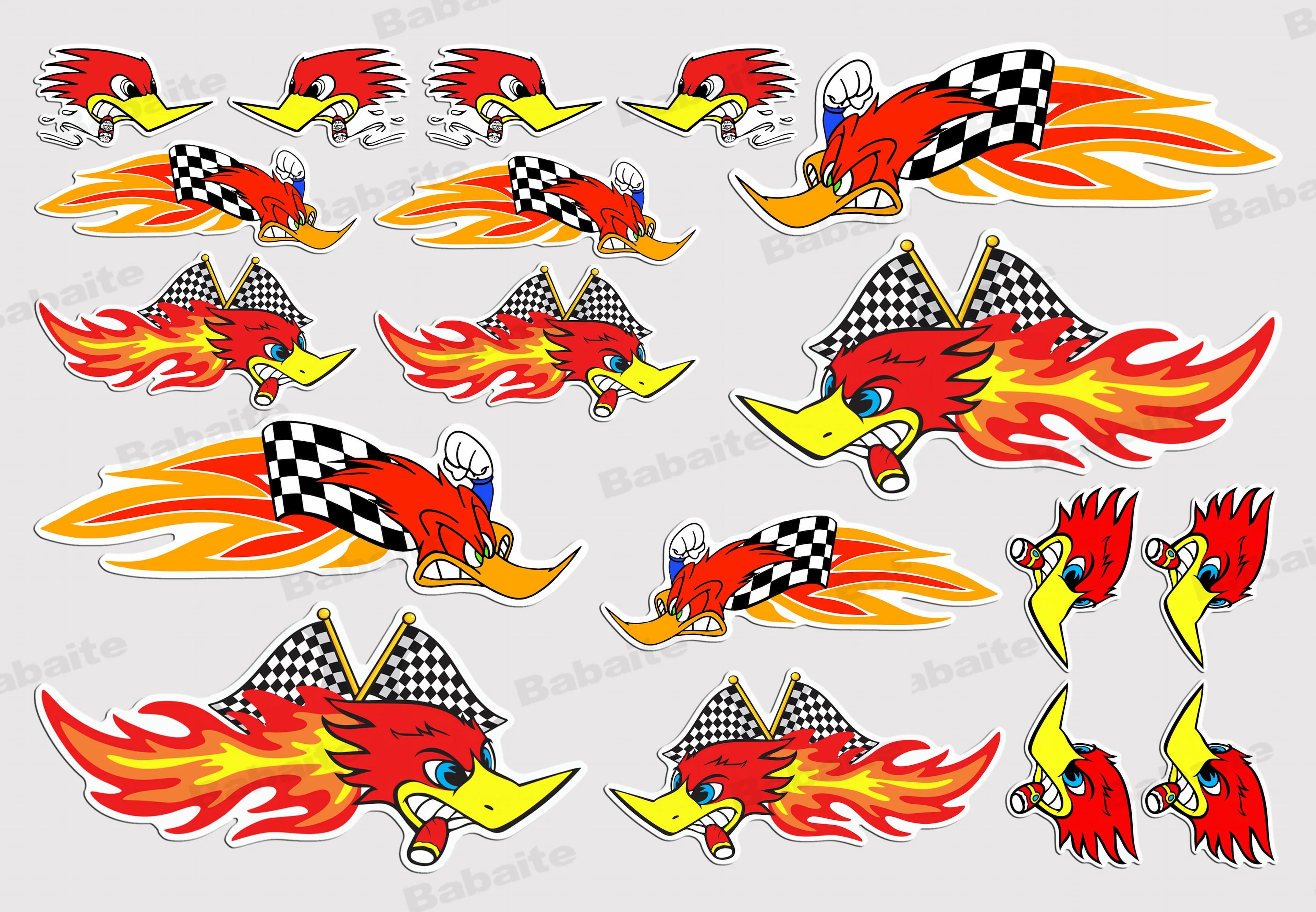 Autocollant Woodpecker W-Woodys, autocollant de voiture, flamme de course, moto hors route, Film vin