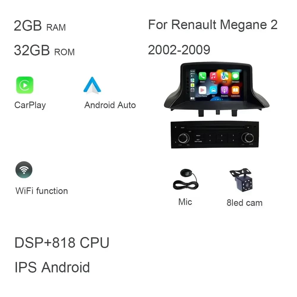 Carplay Android 13.0 8G + 256G 8 Core GPS lecteur de voiture Wifi multimédia navigation pour Renault