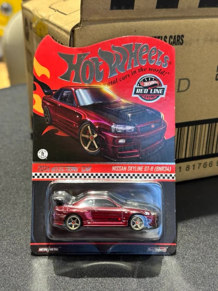 Hot Wheels – modèle de voiture ligne rouge RLC Limited GTR R34, pneu en caoutchouc à fond en fer, vo