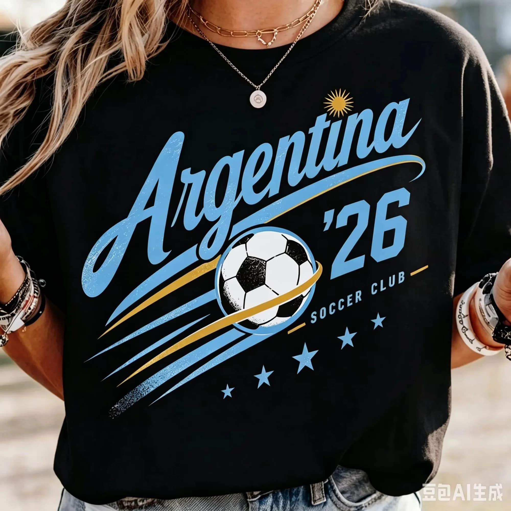 T-shirt de football Argentine 2026 pour hommes et femmes, vêtement d'été en coton, mode oversize, t-