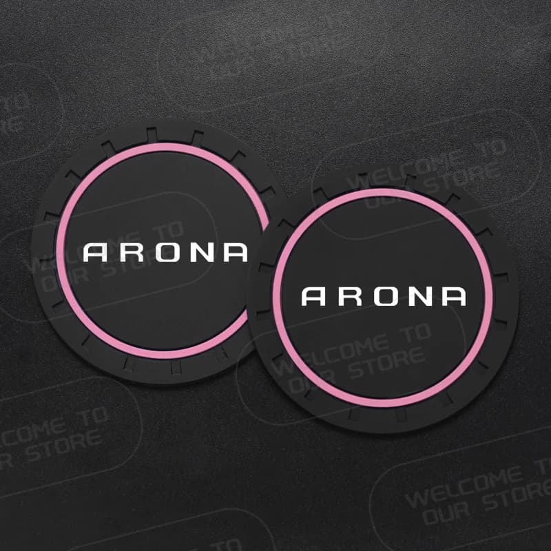 Dessous de verre en Silicone pour voiture, 2 pièces, pour LOGO Arona VZ FR + 300, drapeau de course,