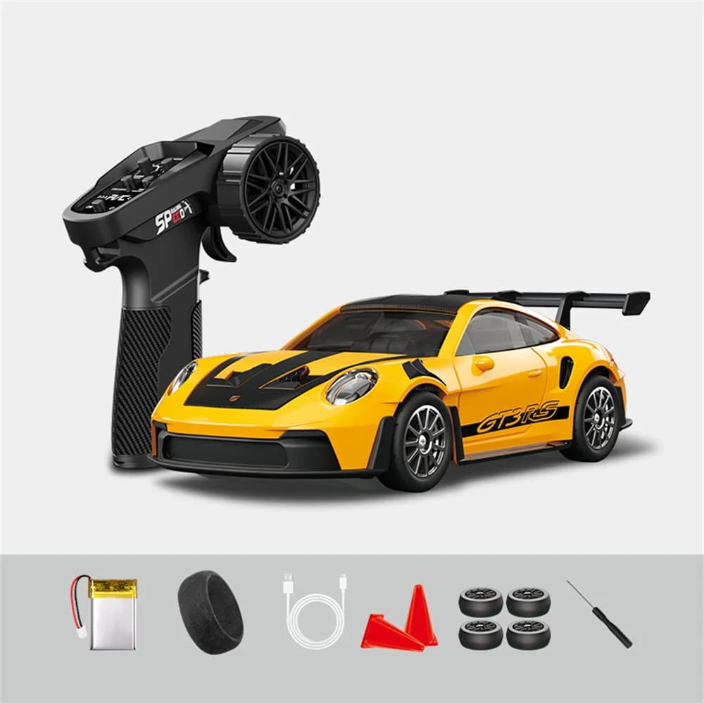 Voiture de drift RC Hstar D43-01 1/43 2.4G 4WD avec corps en alliage, gyroscope, lumières LED, prête