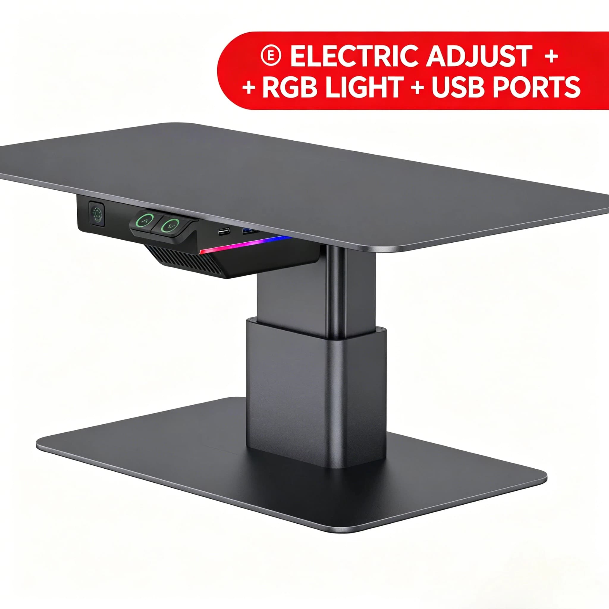 Support d'écran réglable électriquement, lumière LED RVB, 2 ports USB, compatible avec les moniteurs