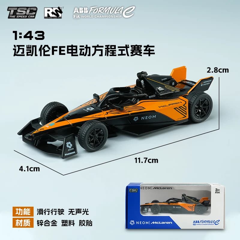 Modèle de voiture de course TSC Formula 1 à l'échelle 1/43, Porsche Fe, voiture en alliage électriqu