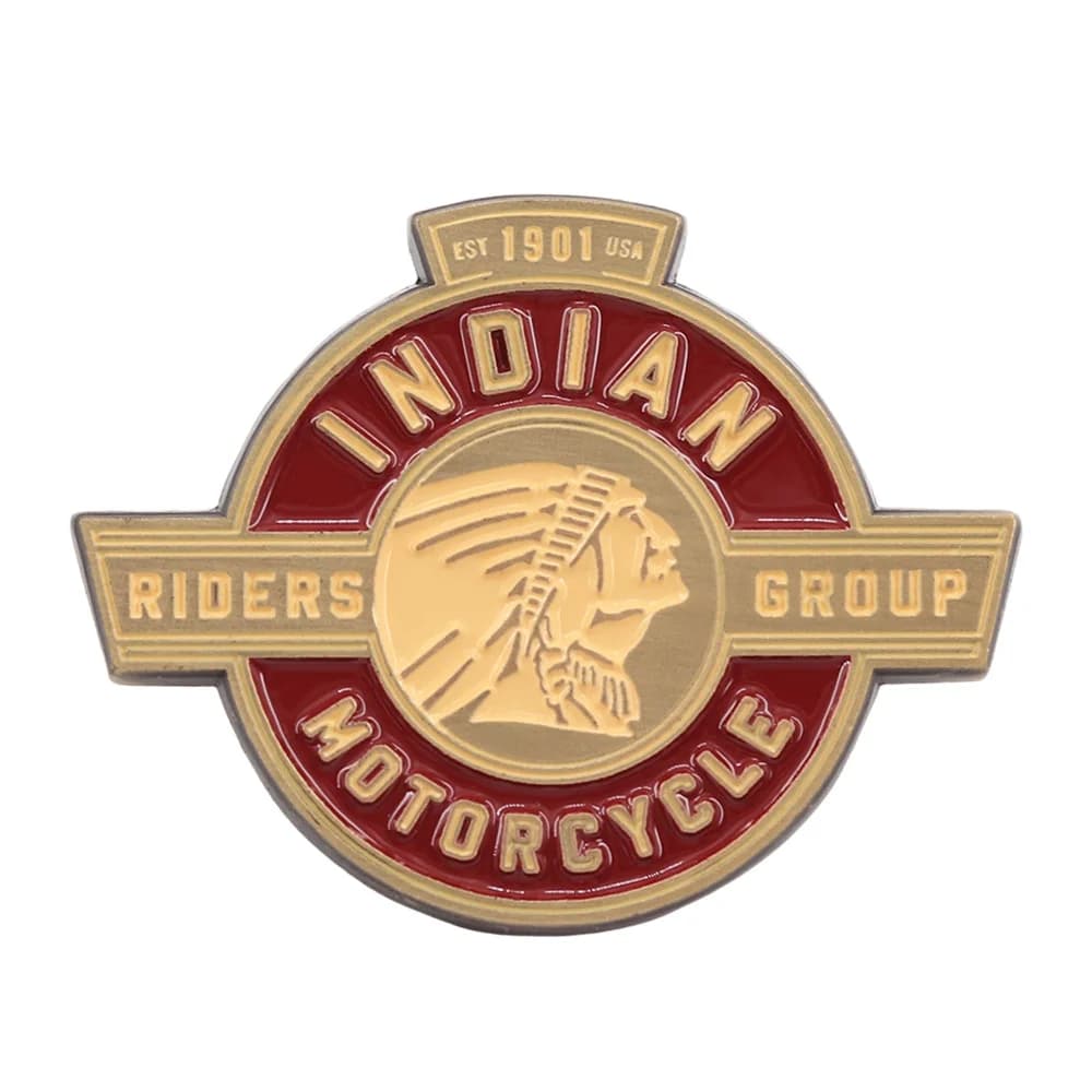 Badge avec Logo du groupe de cavaliers indien-motorcycle-Est.1901, épingle en métal émaillé Vintage,