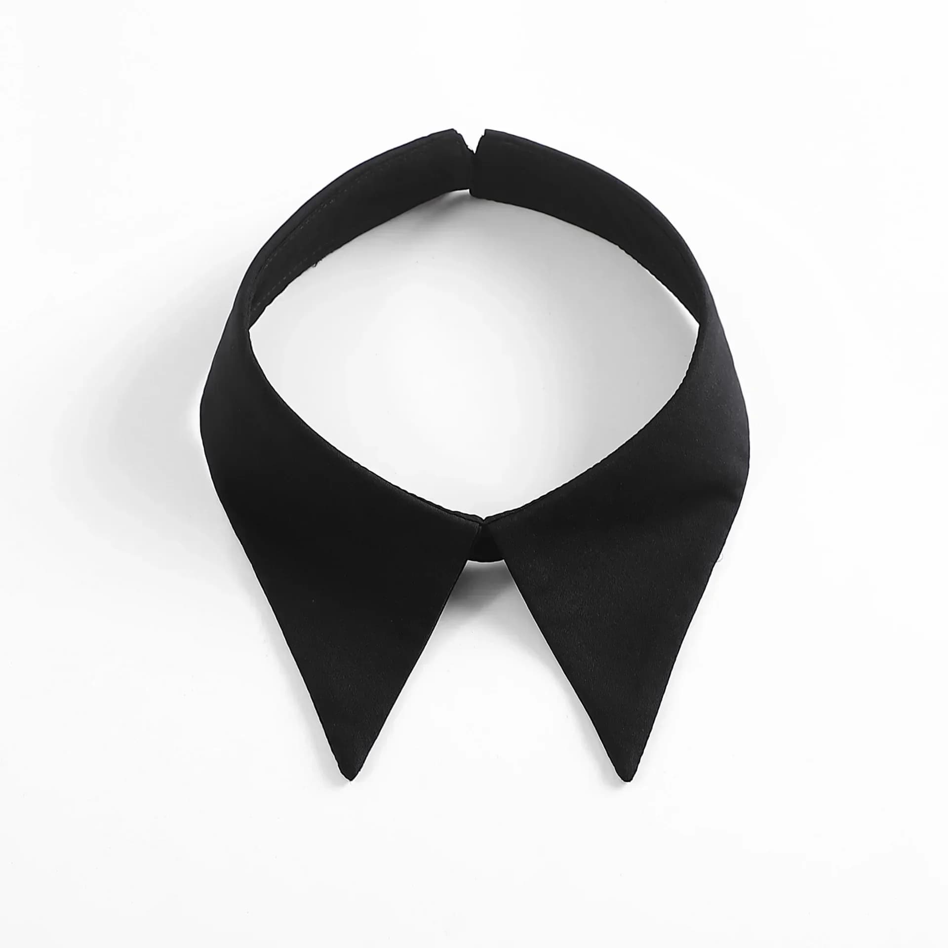 Col amovible en mousseline de soie pour femme, poignées à la mode, accessoires vestisenssimples, noi