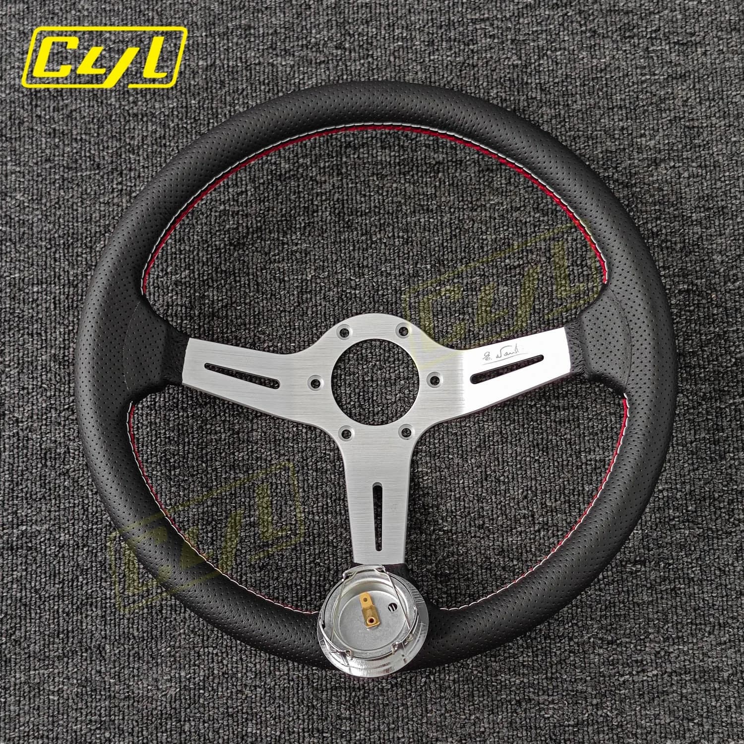 Volant de course JDM en cuir, universel, à fond profond, pour simulateur de course sportive