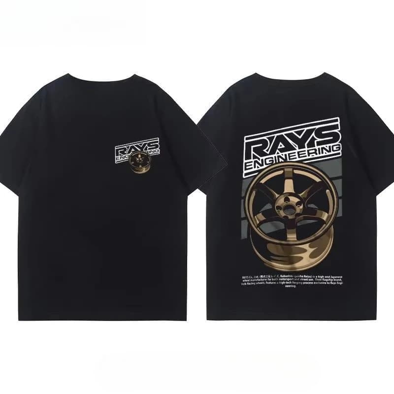 T-shirt JDM à manches courtes en coton pour hommes et femmes, motif jantes TE37 de voiture japonaise