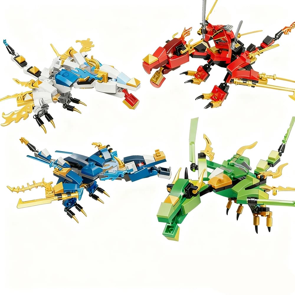 Ensemble de construction de temple de guerrier Ninja avec Dragon, briques modèle de Dragon mythique,