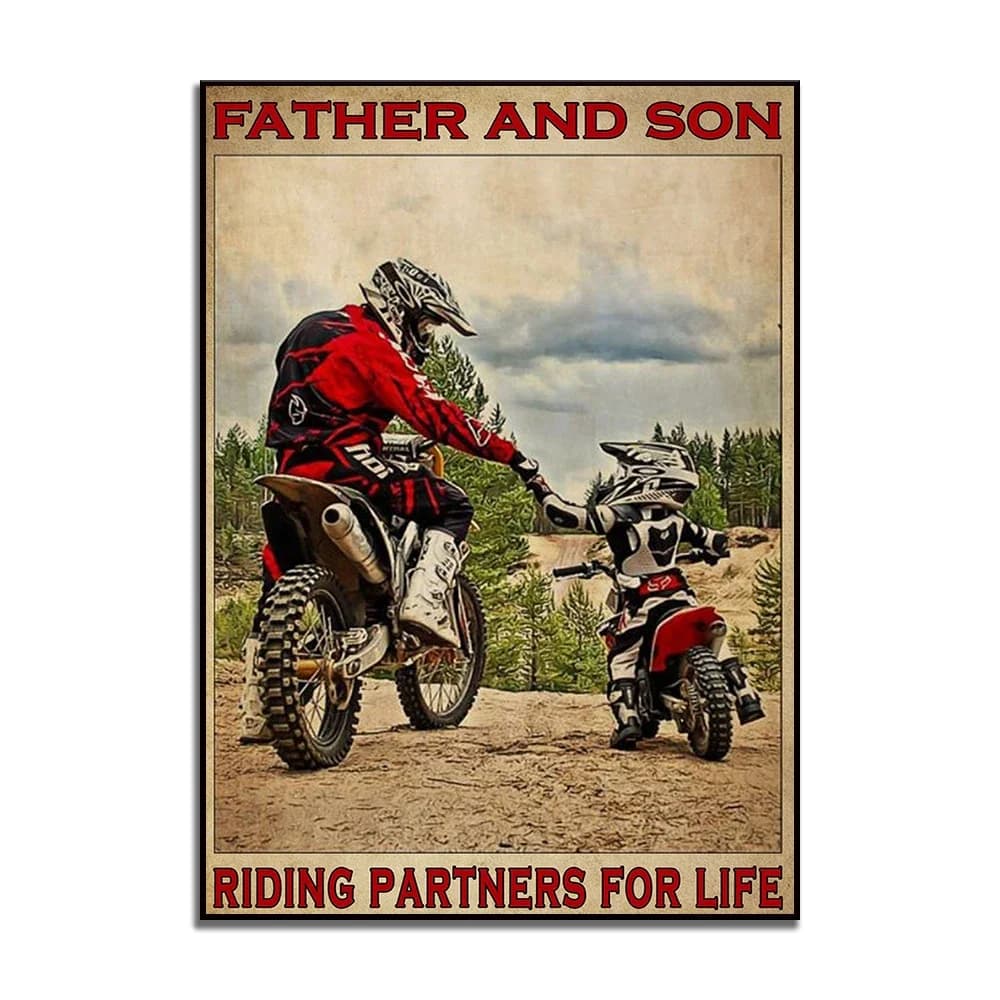 Affiche de course de moto Inboulon Rider, père et fils, équitation fixe, cadeaux de fête des pères, 