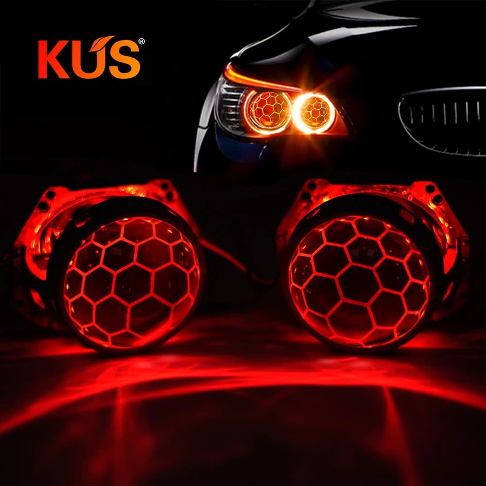 Lentilles de lumière de sauna pour Hella 3R G5 Bixenon, budgétaire SAFEyes HID, lentille bleue de football en accent d'abeille, rénovation D1S D2S D3S D4S, 3.0 pouces