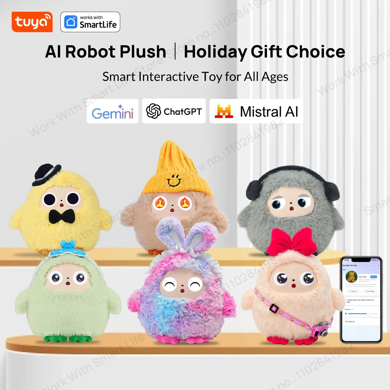 BOBO gris mignon: Robot en peluche AI