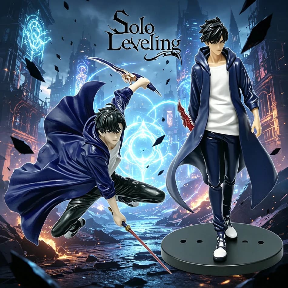 Figurine Solo Leveling (version anime) - Figurine d'action Sung Jinwoo 21 cm en PVC, modèle de collection, figurine à exposition, marchandise anime en stock