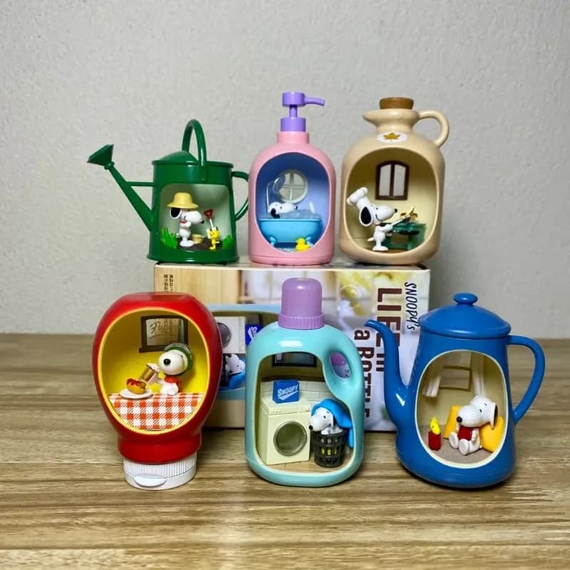 Snoopy's Life in A Bottle Blind Box Toys Miniature Scene Cute Snoopy Anime Figure Model Doll