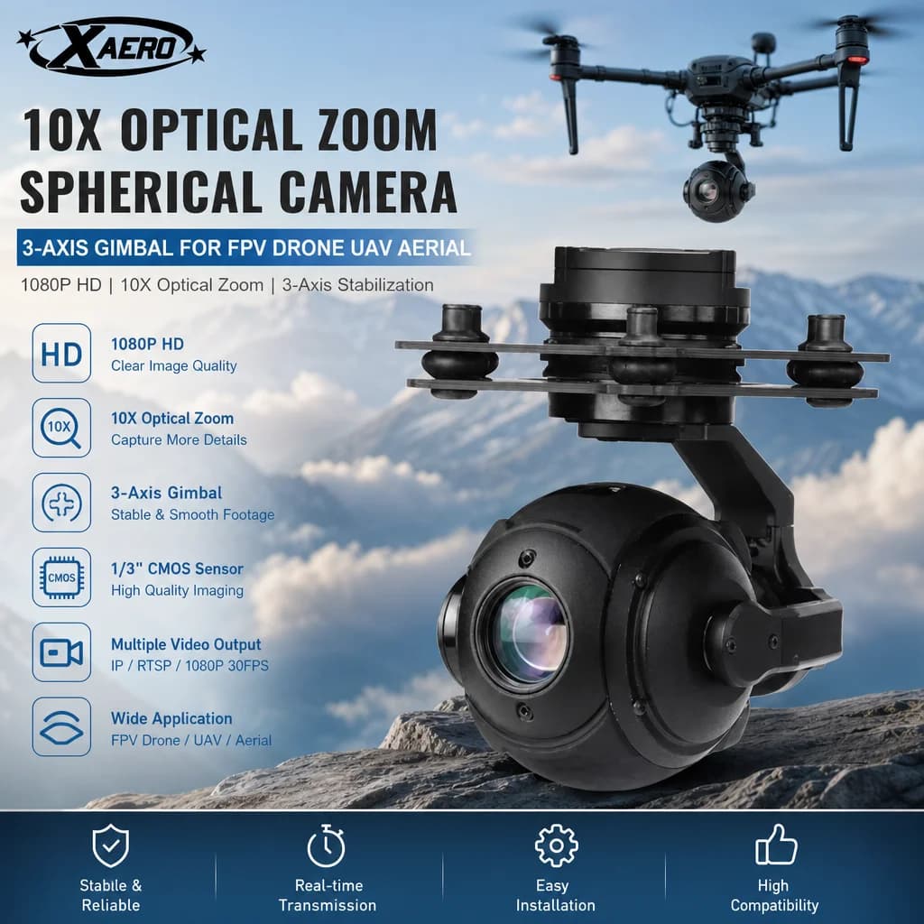 Caméra sphérique XAERO 1080p avec zoom optique 10x