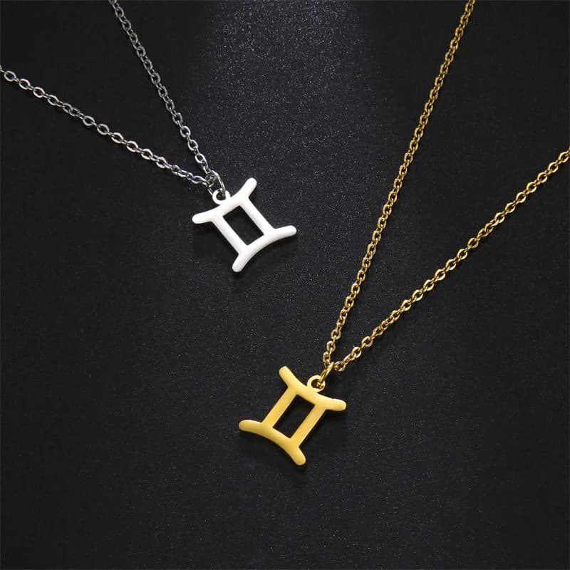 12 Constellation pendentif colliers pour femmes fille bélier capricorne taureau collier chaînes ras du cou pendentif bijoux cadeaux d'anniversaire