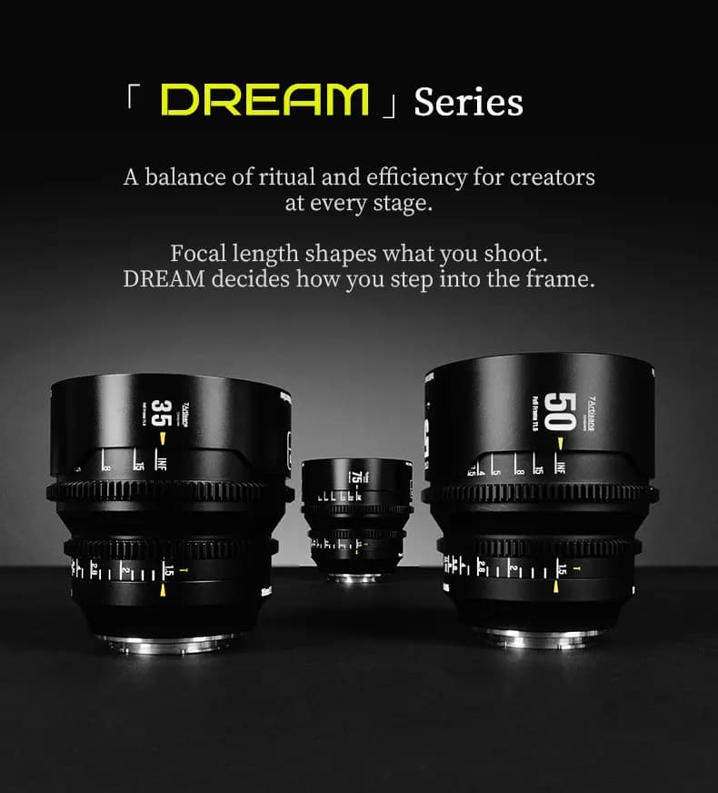 Objectif cinéma 7Artisans 35mm T1.5/50mm T1.5/75mm T1.5 série Dream