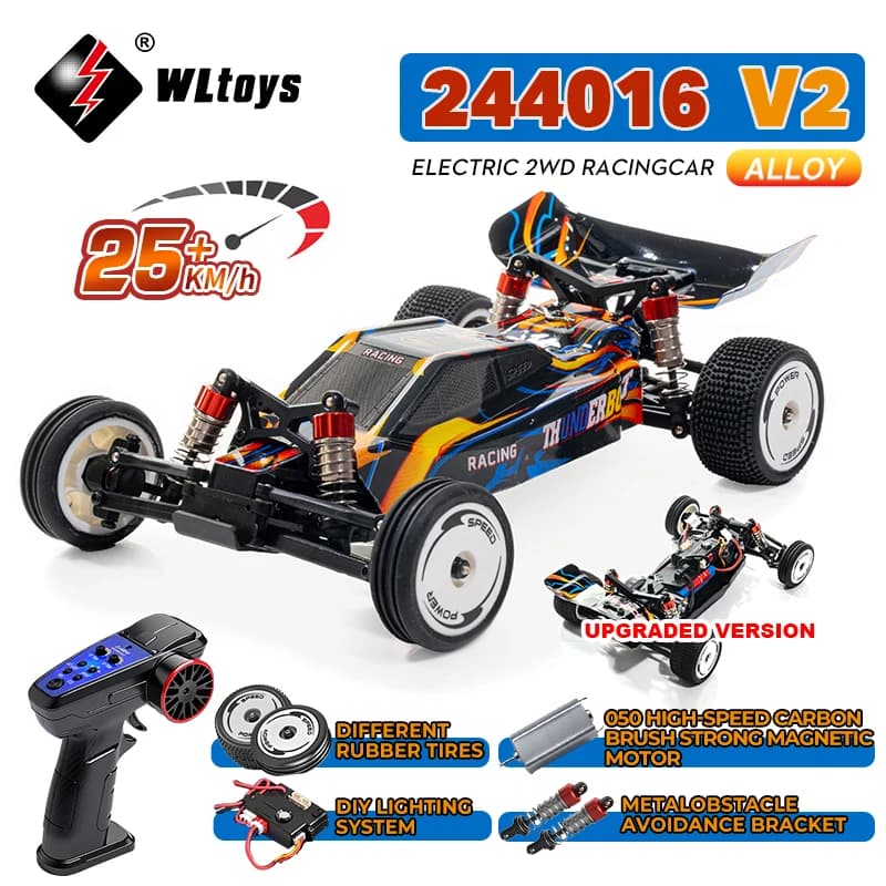 WLtoys 244016 V2 2.4G voiture de course à grande vitesse 2WD 25 KM/H 1:24 gyroscope pleine échelle voiture télécommandée véhicule compétitif jouets pour enfant