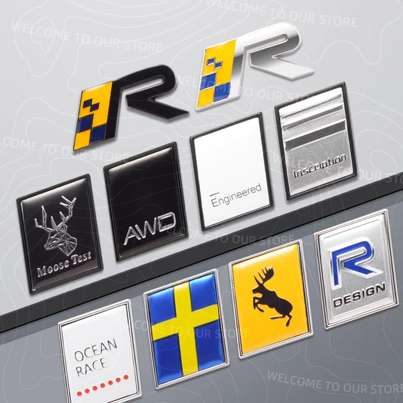 Alliage de Zinc pour R Design Test d'alose drapeau suédois course océan Inscription Logo coffre de voiture 3D métal emblème arrière corps Badge autocollant